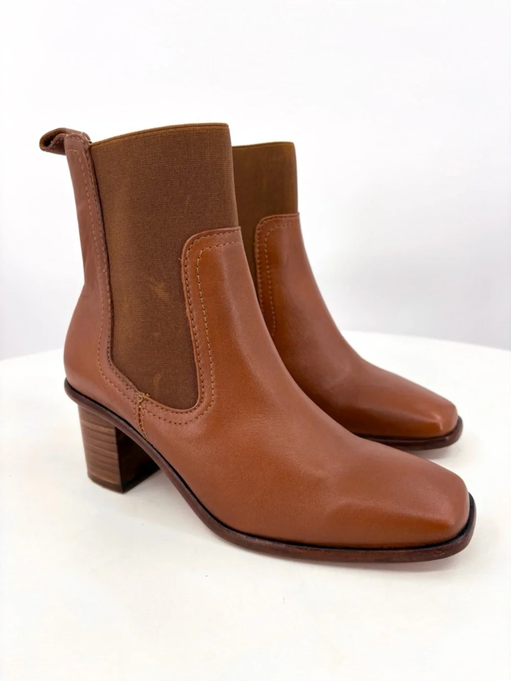 PATINA by Portland Leather Vero Chelsea Ankle Boots Brown Leather 6.5